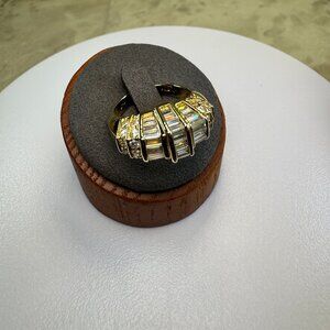 Gold Vermeil 925 CZ Baguette Statement Ring - Size 7.5